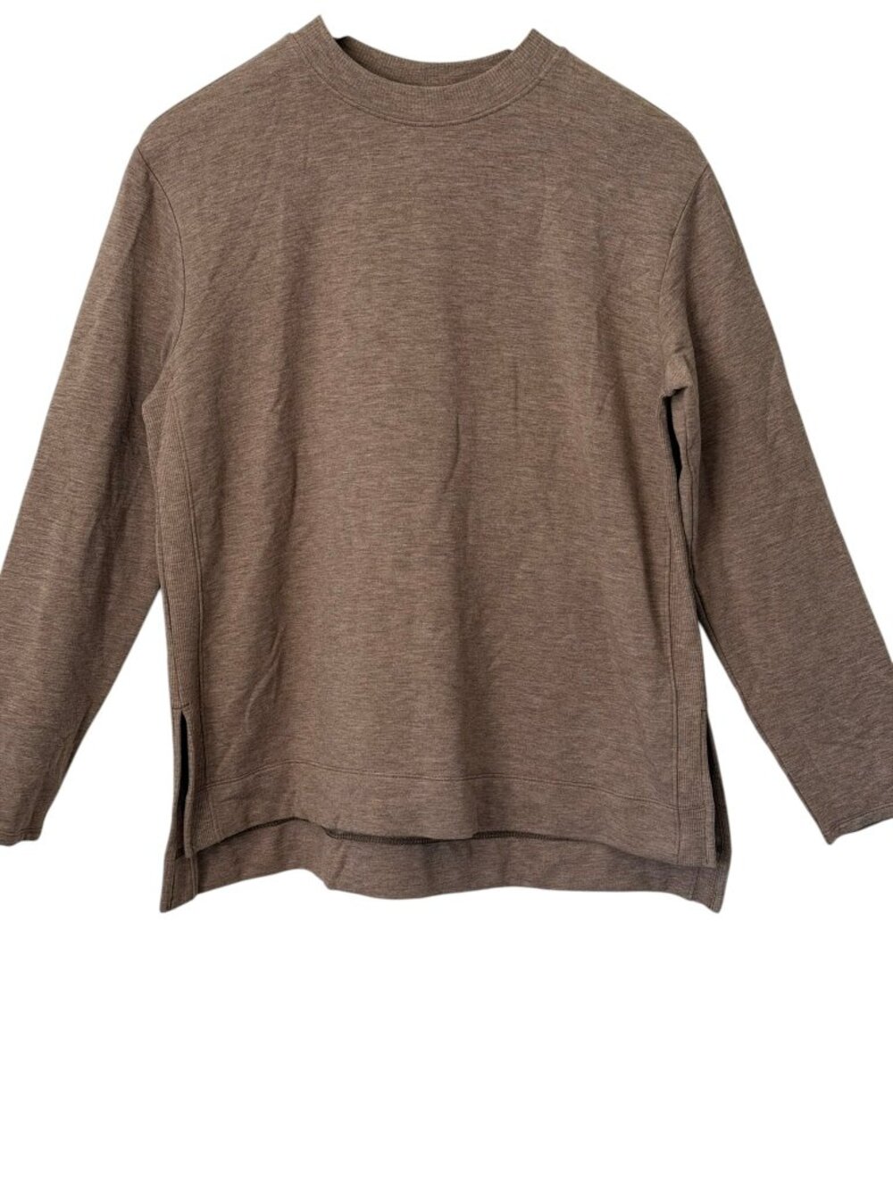 J.Jill Pure Jill Serenity Stepped-Hem Modal Slit Pullover Sweatshirt Brown S